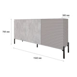 Комод закрытый в гостиную на золотых металлических ножках LION Грей 154x38x76,5 см Дуб сонома трюфель/Кашемир (LION-041871)