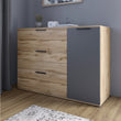 Комод LION Краш с тремя выдвижными ящиками и закрытыми полками Дуб аппалачи/Антрацит (LION-044154)