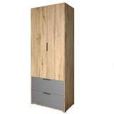 Шкаф распашный двухдверный LION Краш с 2 ящиками Дуб аппалачи/Антрацит (LION-044014)