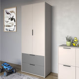 Шкаф распашный двухдверный LION Краш с 2 ящиками Кашемир/Антрацит (LION-044004)