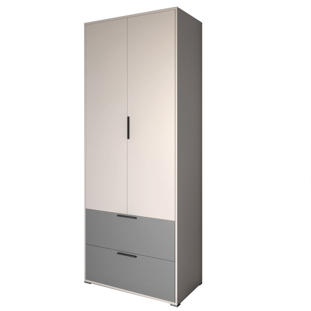 Шкаф распашный двухдверный LION Краш с 2 ящиками Кашемир/Антрацит (LION-044004)