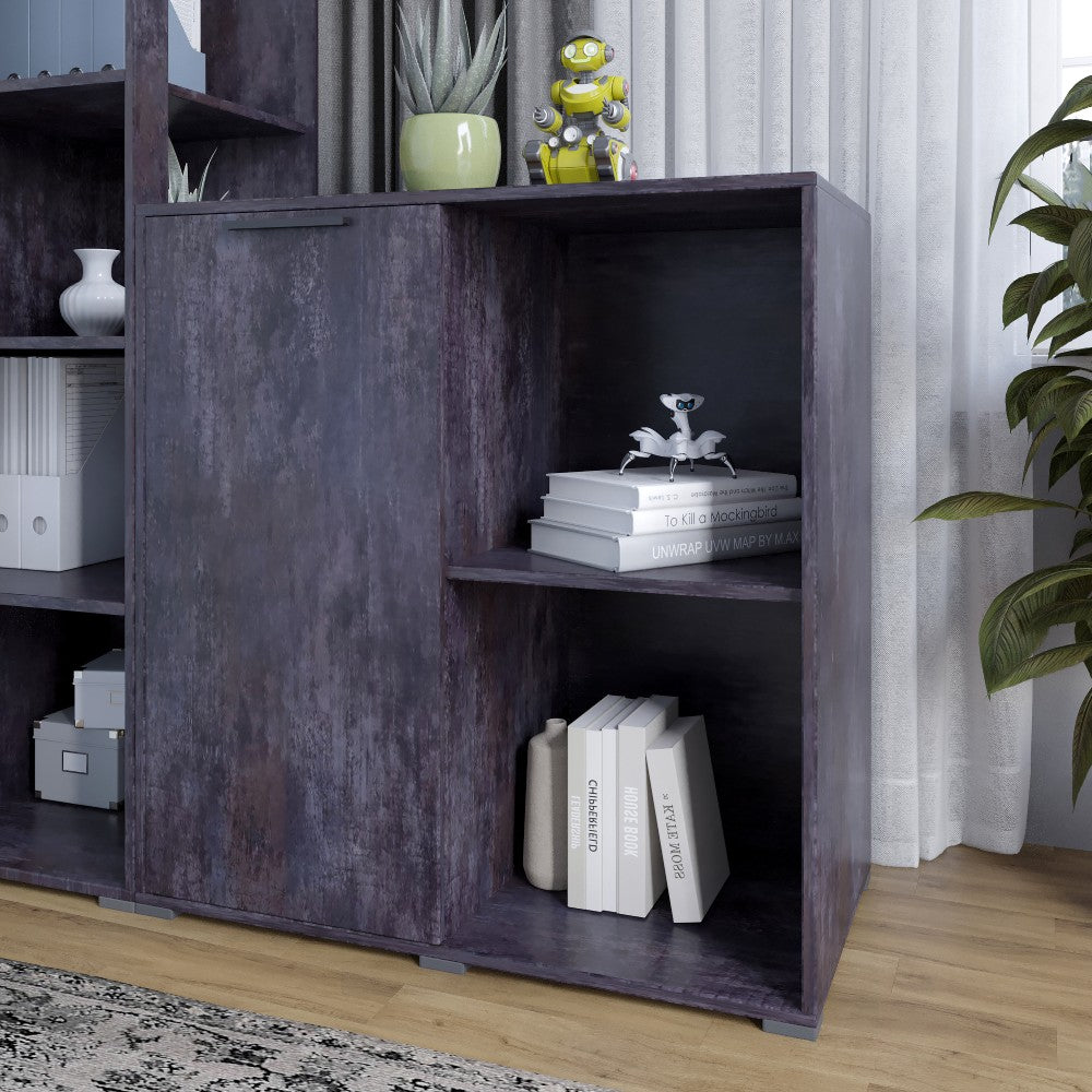 Тумба однодверная LION Краш 82x43x86 см Бетон темный (LION-044104)