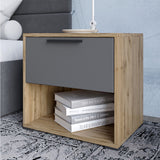 Тумба прикроватная LION Краш с выдвижным ящиком Дуб аппалачи/Антрацит (LION-044134)