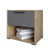 Тумба прикроватная LION Краш с выдвижным ящиком Дуб аппалачи/Антрацит (LION-044134)