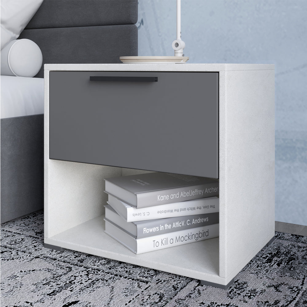 Тумба прикроватная LION Краш с выдвижным ящиком Кашемир/Антрацит (LION-044124)