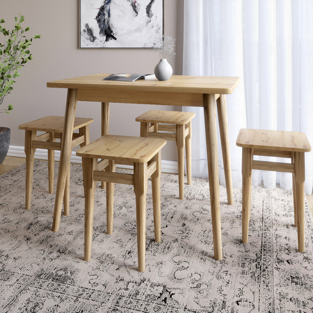 Стол и 4 табурета обеденный комплект для кухни Маями-2 кромка ПВХ 0,45 мм Дуб Артизан (LION-041238)