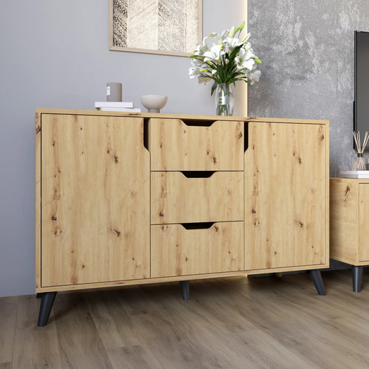 Комод в гостиную с черными ножками М-ЗОН Борн 1200 Дуб артизан (MZN-031090)