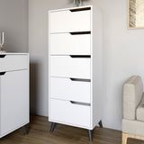 Комод высокий с черными ножками 5 ящиков М-ЗОН Борн 500 Нимфея Альба (белый) (MZN-031110)