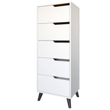 Комод высокий с черными ножками 5 ящиков М-ЗОН Борн 500 Нимфея Альба (белый) (MZN-031110)