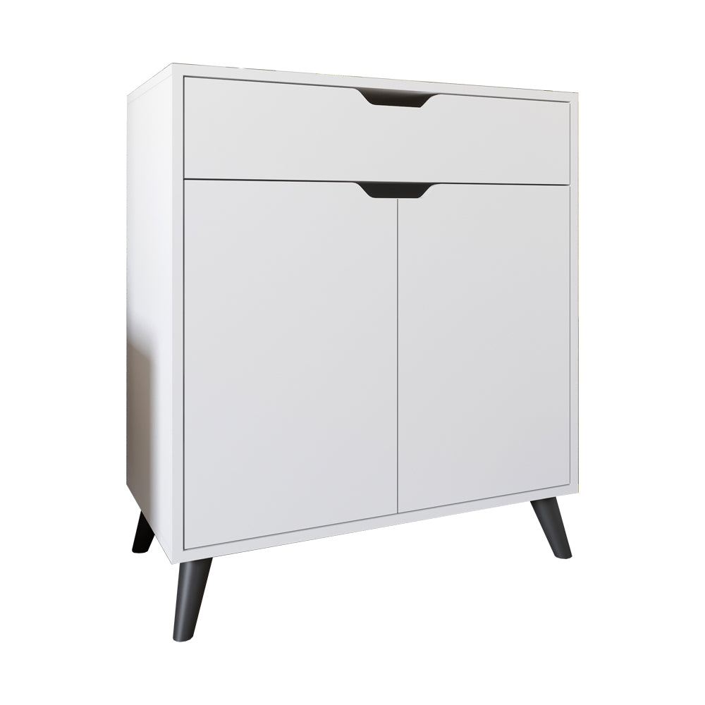 Комод в гостиную с черными ножками М-ЗОН Борн 750 Нимфеа Альба (белый) (MZN-031051)