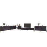 Комплект модульный для гостиной LION Грей 4 элемента с золотыми металлическими ножками Бетон темный/Асфальт (LION-042920)