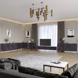 Комплект модульный для гостиной LION Грей 4 элемента с золотыми металлическими ножками Бетон темный/Асфальт (LION-042920)