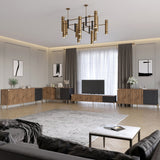 Комплект модульный для гостиной LION Грей 4 элемента с золотыми металлическими ножками Дуб Ливорно/Асфальт (LION-042910)