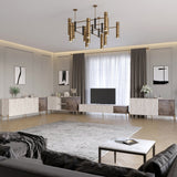 Комплект модульный для гостиной LION Грей 4 элемента с золотыми металлическими ножками Самоа Дымчатый/Дерево (LION-042886)