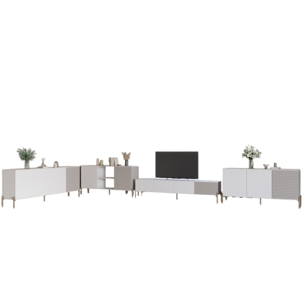 Комплект модульный для гостиной LION Грей 4 элемента с золотыми металлическими ножками Нимфея Альба (белый)/Кашемир (LION-042861)