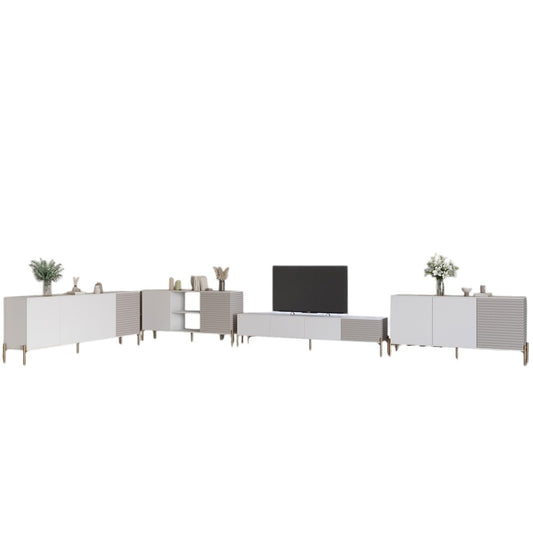 Комплект модульный для гостиной LION Грей 4 элемента с золотыми металлическими ножками Нимфея Альба (белый)/Кашемир (LION-042861)