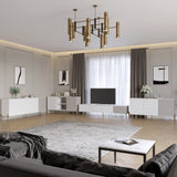 Комплект модульный для гостиной LION Грей 4 элемента с золотыми металлическими ножками Нимфея Альба (белый)/Кашемир (LION-042861)