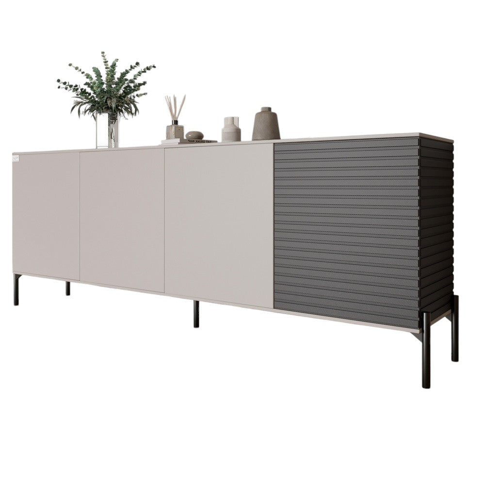 Комод в гостиную на черных металлических ножках LION Грей 204x38x76,5 см Кашемир/Асфальт (LION-042460)