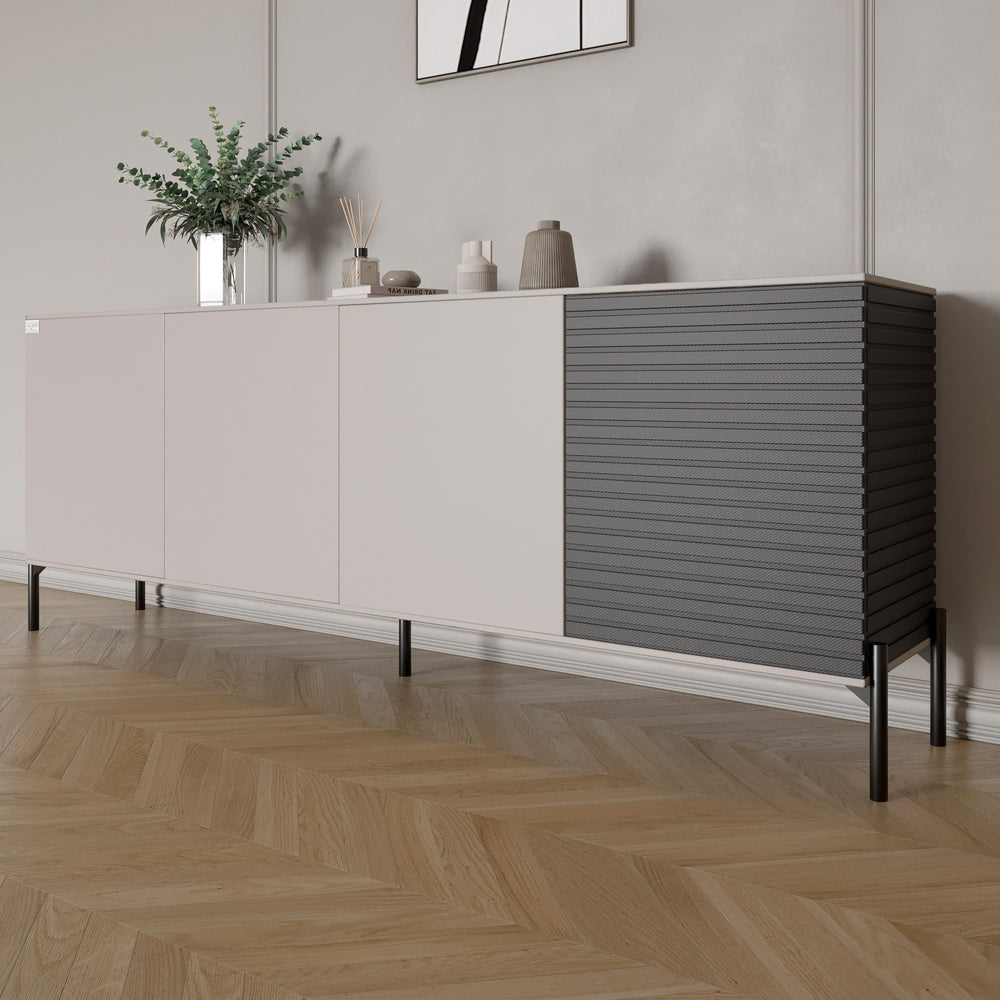 Комод в гостиную на черных металлических ножках LION Грей 204x38x76,5 см Кашемир/Асфальт (LION-042460)