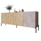 Комод в гостиную на черных металлических ножках LION Грей 204x38x76,5 см Дуб Аппалачи/Камень (LION-042620)