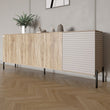 Комод в гостиную на черных металлических ножках LION Грей 204x38x76,5 см Дуб сонома/Кашемир (LION-042630)