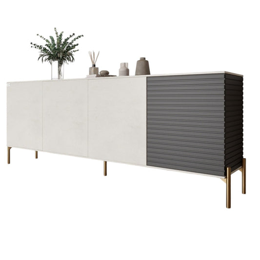 Комод на золотых металлических ножках LION Грей 204x38x76,5 см Бетон Style/Асфальт (LION-042670)