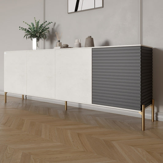 Комод на золотых металлических ножках LION Грей 204x38x76,5 см Бетон Style/Асфальт (LION-042670)