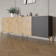 Комод на золотых металлических ножках LION Грей 204x38x76,5 см Дуб Аппалачи/Асфальт (LION-042680)