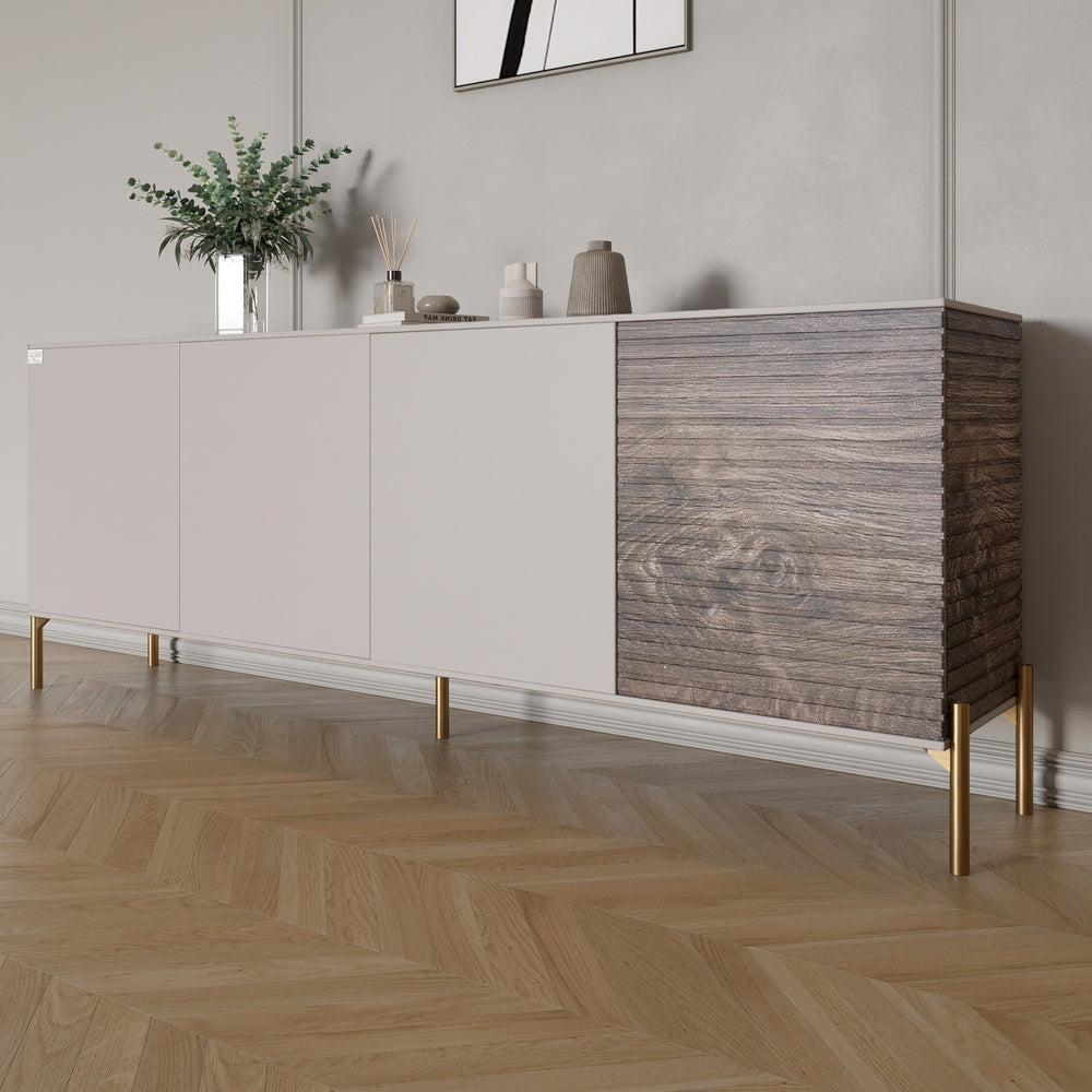 Комод на золотых металлических ножках LION Грей 204x38x76,5 см Кашемир/Дерево (LION-042660)