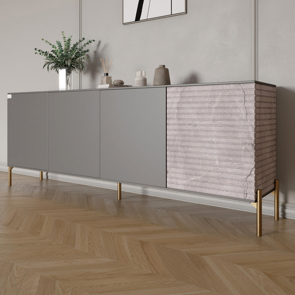 Комплект модульный для гостиной LION Грей 4 элемента с золотыми металлическими ножками Дуб Ливорно/Асфальт (LION-042910)