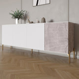 Комод на золотых металлических ножках LION Грей 204x38x76,5 см Нимфея Альба (белый)/Камень (LION-042711)