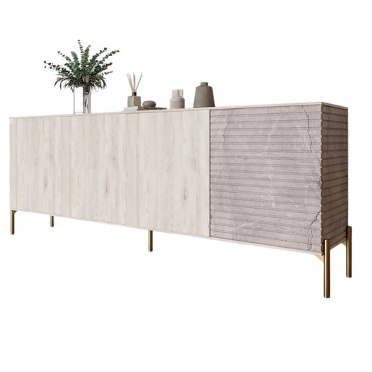 Комод на золотых металлических ножках LION Грей 204x38x76,5 см Самоа Дымчатый/Камень (LION-042691)