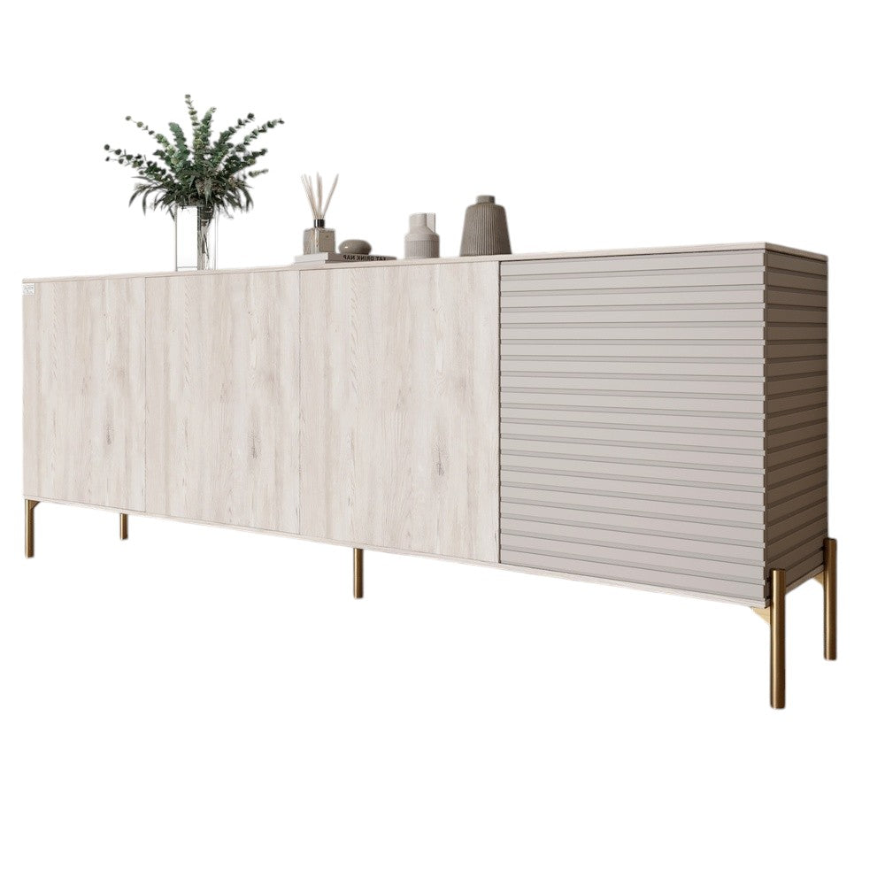 Комод на золотых металлических ножках LION Грей 204x38x76,5 см Самоа Дымчатый/Кашемир (LION-042650)