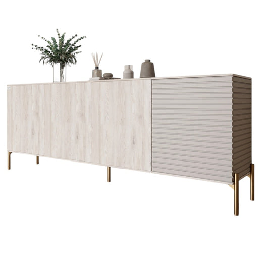 Комод на золотых металлических ножках LION Грей 204x38x76,5 см Самоа Дымчатый/Кашемир (LION-042650)