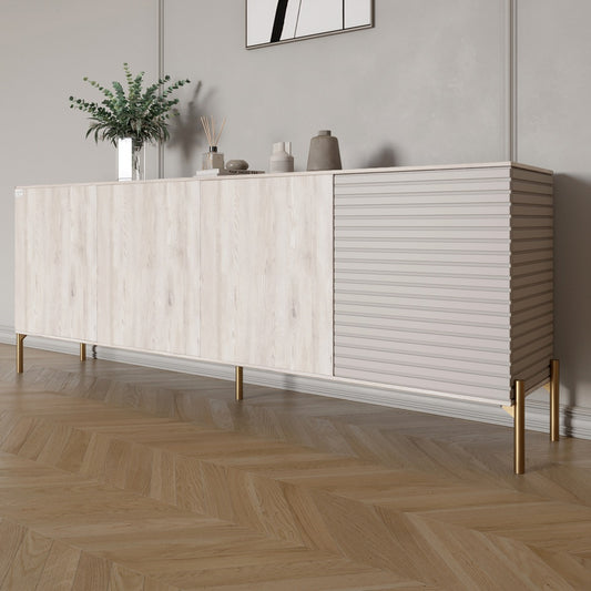 Комод на золотых металлических ножках LION Грей 204x38x76,5 см Самоа Дымчатый/Кашемир (LION-042650)