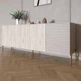 Комод на золотых металлических ножках LION Грей 204x38x76,5 см Самоа Дымчатый/Кашемир (LION-042650)