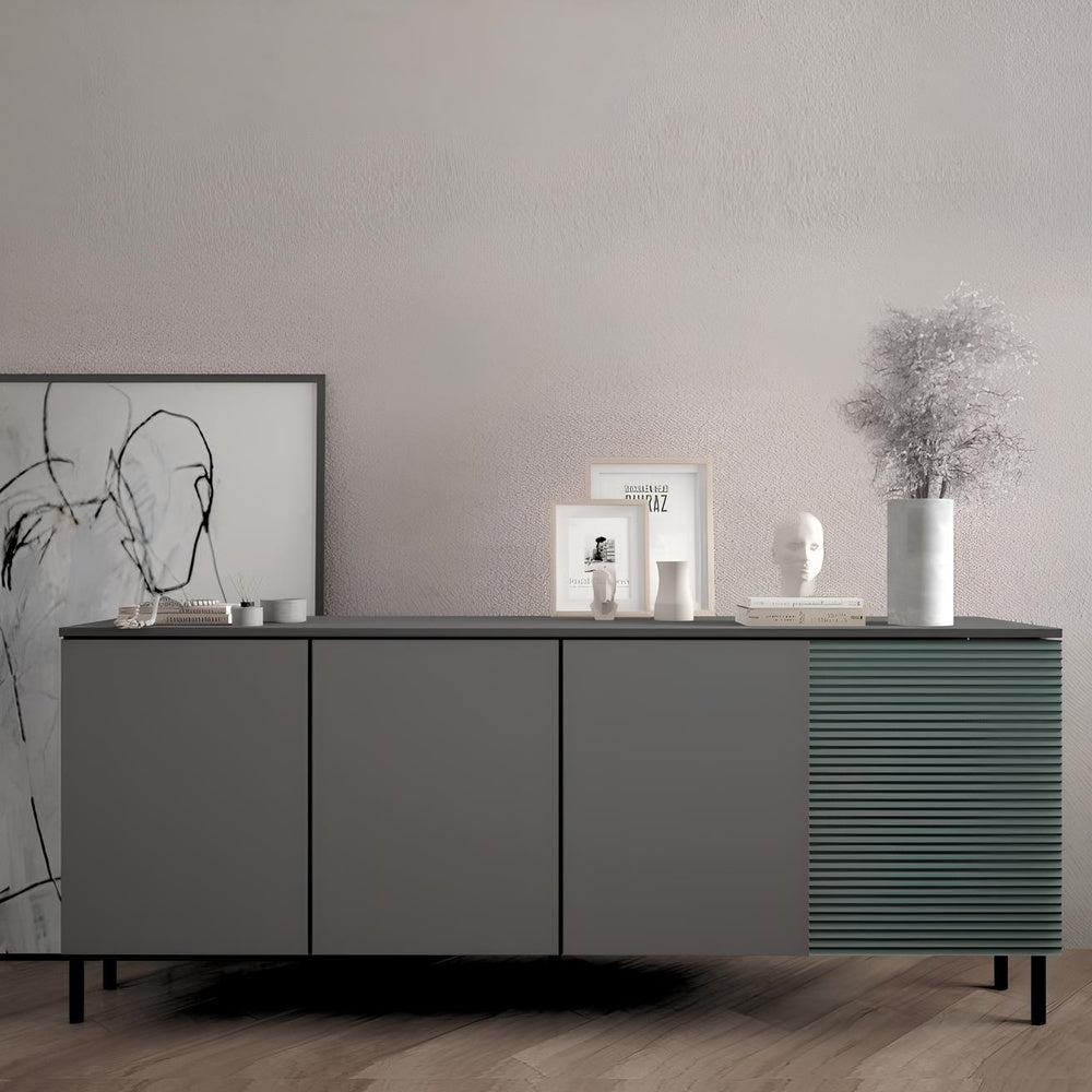 Комод на золотых металлических ножках LION Грей 204x38x76,5 см Бетон Style/Асфальт (LION-042670)