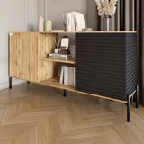 Комод открытый на черных металлических ножках LION Грей Дуб Аппалачи/Асфальт (LION-042715)