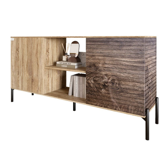 Комод открытый на черных металлических ножках LION Грей Дуб Сонома трюфель/Дерево (LION-042765)