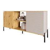 Комод открытый на черных металлических ножках LION Грей Дуб Артизан/Кашемир (LION-042866)