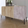 Комод закрыт в гостиную на черных металлических ножках LION Грей 154x38x76,5 см Дуб сонома трюфель/Камень (LION-041796)