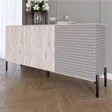 Комод закрыт в гостиную на черных металлических ножках LION Грей 154x38x76,5 см Самоа Дымчатый/Кашемир (LION-041816)