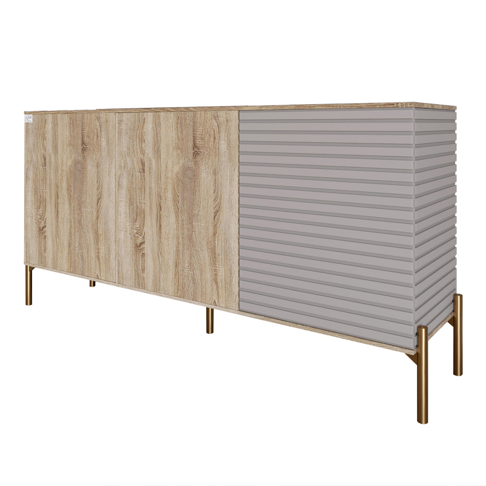 Комод закрытый в гостиную на золотых металлических ножках LION Грей 154x38x76,5 см Дуб сонома/Кашемир (LION-041872)