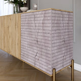 Комод закрыт в гостиную на черных металлических ножках LION Грей Дуб Ливорно/Асфальт 1540x380x765 (LION-041564)