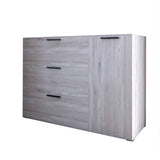 Комод LION Краш с тремя выдвижными ящиками и закрытыми полками Самоа дымчатый (LION-044145)