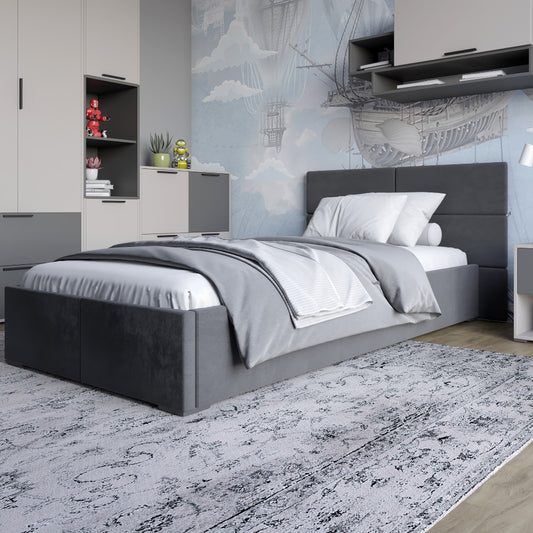 Односпальная кровать LION Краш Лили 95 велюр (Серый) 90х200 см (LION-044165) ТОП