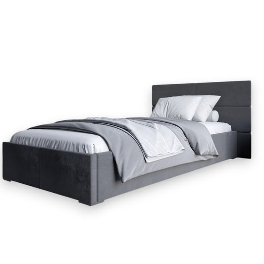 Односпальная кровать LION Краш Лили 95 велюр (Серый) 90х200 см (LION-044165) ТОП