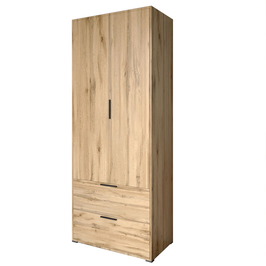 Шкаф распашный двухдверный LION Краш с 2 ящиками Дуб аппалачи (LION-044015)