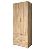 Шкаф распашный двухдверный LION Краш с 2 ящиками Дуб аппалачи (LION-044015)