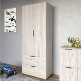 Шкаф распашный двухдверный LION Краш с 2 ящиками Самоа дымчатый (LION-044005)